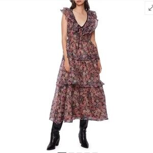 NWT Lost + Wander Botanique Floral Ruffle Tiered Dress Size Small
